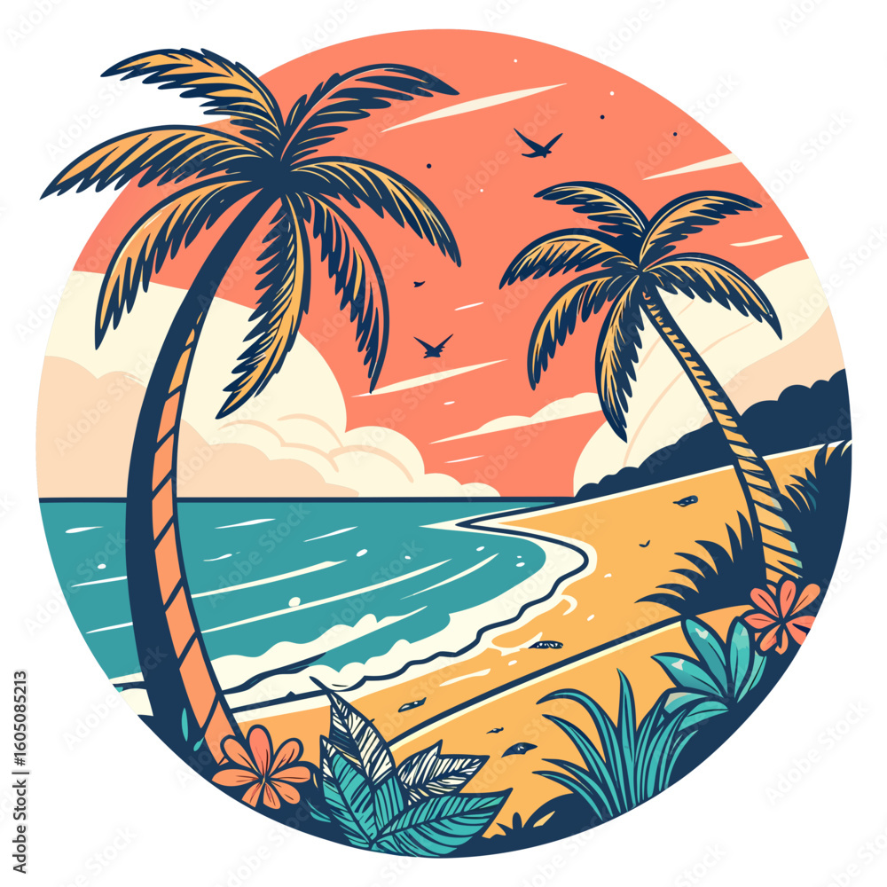 Obraz premium colorful sunset logo vector