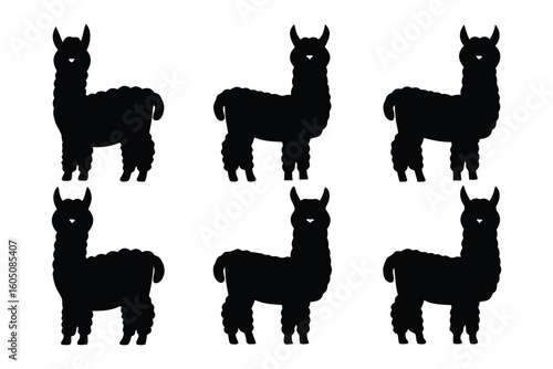 Wallpaper Mural Collection of nine black donkey silhouettes standing in three rows against a white background Torontodigital.ca