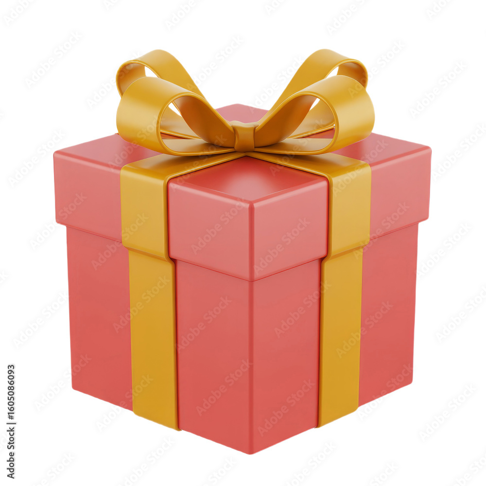 Obraz premium Pink gift box with a golden ribbon and bow on a black background