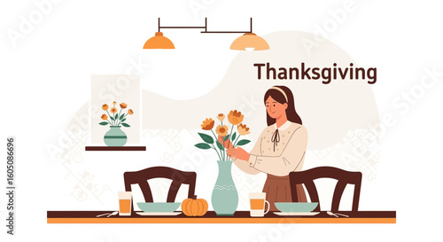 Arranging Flowers A Delightful Thanksgiving Preparation For Holiday Feast