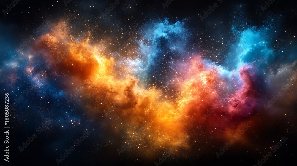 Fototapeta premium Colorful swirling nebulae in deep space