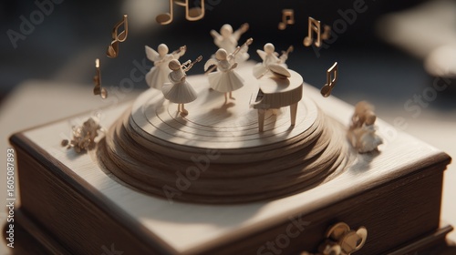 Miniature music box with dancing figures