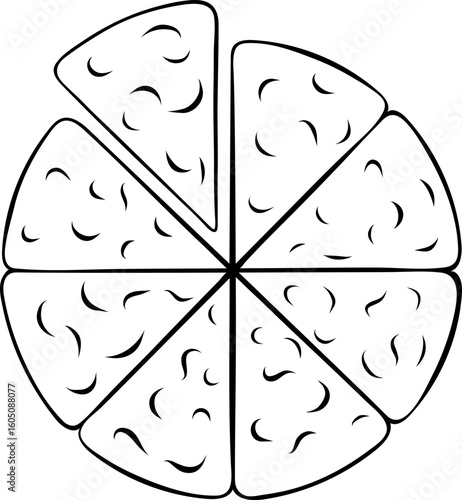 simple vector icon Ossetian pie, Georgian national cuisine, black and white hand-drawn icons