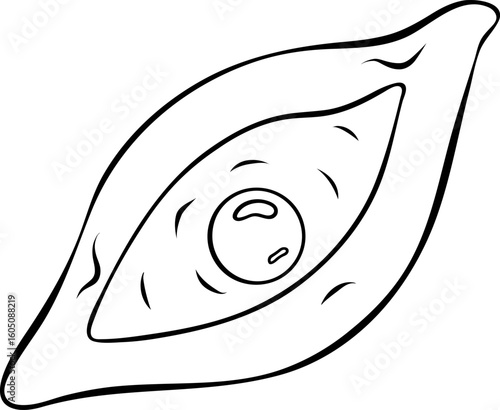 simple vector khachapuri icon, Georgian national cuisine, black and white hand-drawn icons