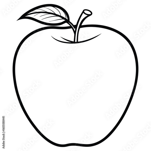 silhouette vector art apple simple line art illustration isolated on white background