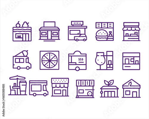 Restaurant types related, pixel perfect, editable stroke, up scalable square line vector icon