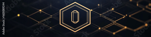 Minimal hexagon logo with abstract tech lines and storage vault symbol