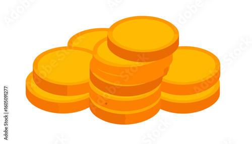 Several stacks of blank golden coins, illustrated in a simple, flat, isometric style.