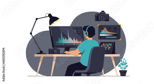 Dedicated Video Editor Working With Professional Software on Computer