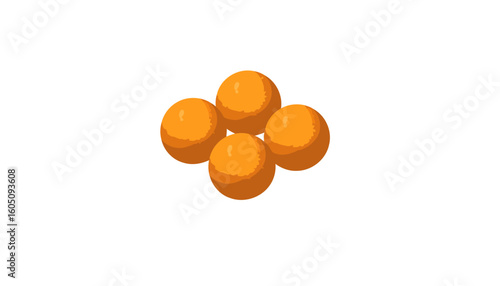 A cluster of four golden orange laddu sweets, illustrated with simple shading.
