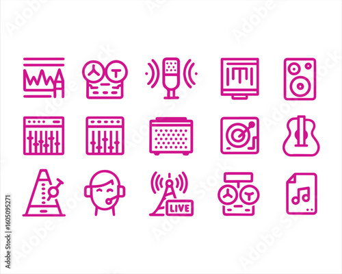 Sound design related, pixel perfect, editable stroke, up scalable vector icon