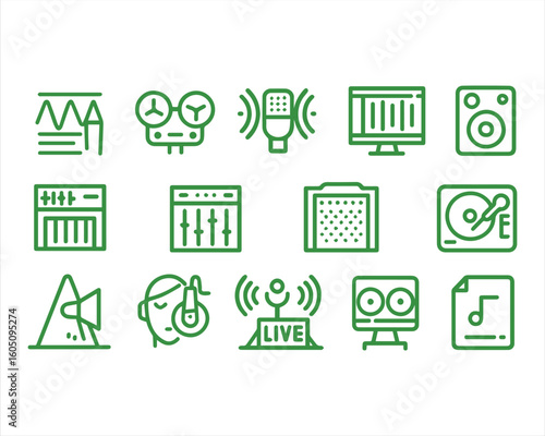 Sound design related, pixel perfect, editable stroke, up scalable vector icon
