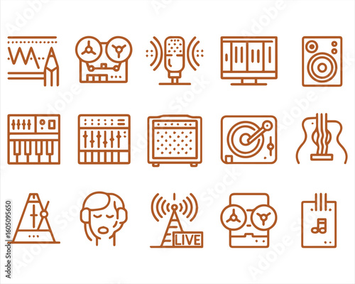 Sound design related, pixel perfect, editable stroke, up scalable vector icon