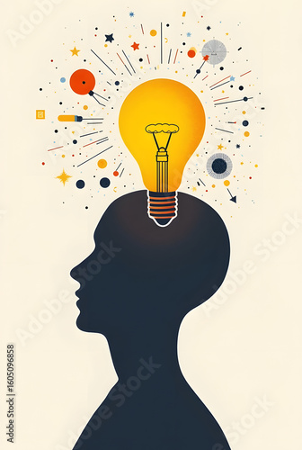 human head with light bulb