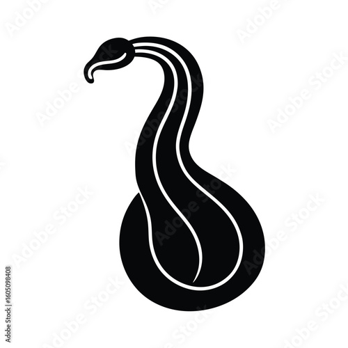 black silhouette of a snake gourd