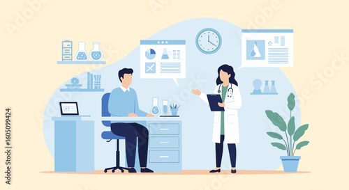 Doctor Explaining Medical Test Results to Patient In a Hospital Consultation