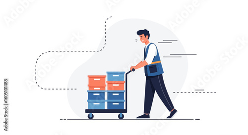 Efficient Courier Service Delivering Packages With a Hand Truck Quickly