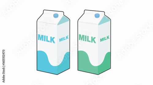Milk Box Color Icon Set. Vector editable color flat illustration set of a box of milk