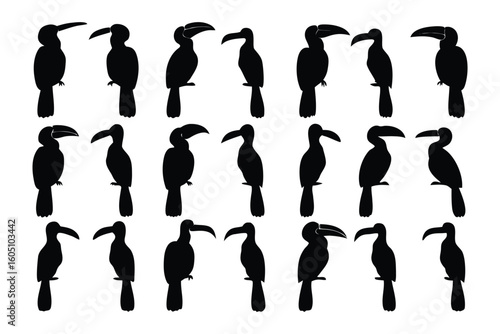 Collection of hyena silhouettes showcasing diverse poses and movements of these wild canids