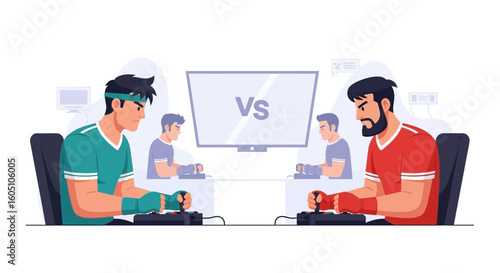Exciting Virtual Showdown Intense Gamers Competing In Cyber Arena Competition