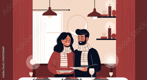 Cozy Evening With Loved One In Warm Ambiance Of Home Dinner Scene