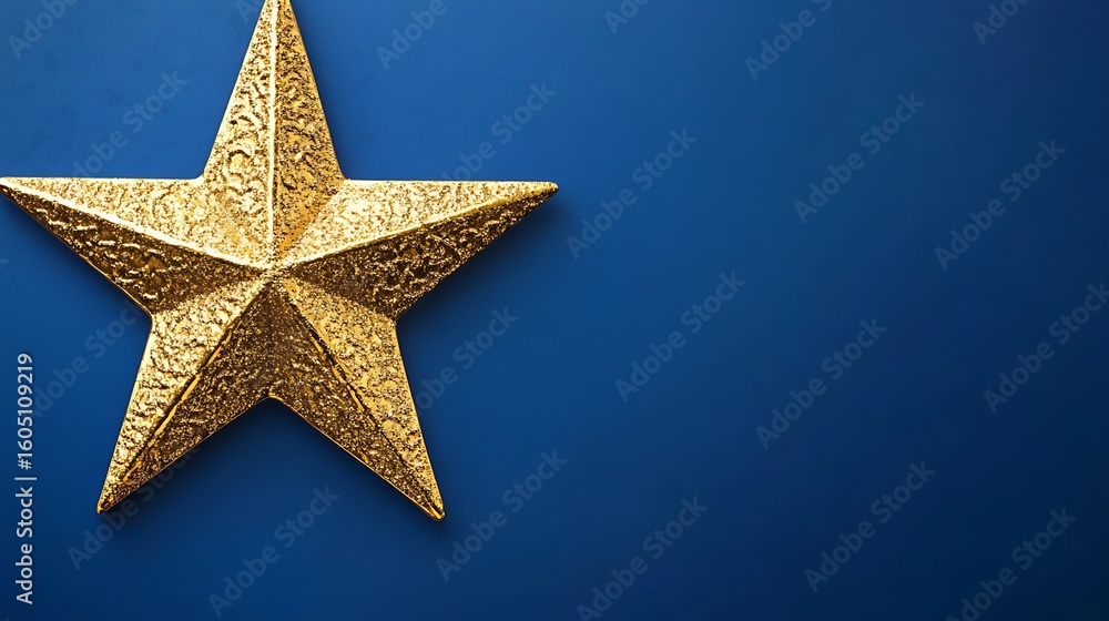 Obraz premium Gold star on a deep blue background