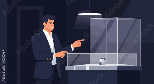 Elegant Man admires Wristwatch in Jewel Case for Luxury Lifestyle Store