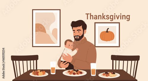 Celebrating Family And Togetherness During Thanksgiving Dinner At Home Together