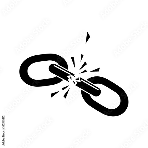 Broken chain link symbolizing a break in connection or failure