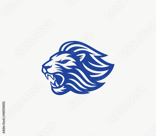 Graphic Rendering of a Fierce Lion Head with a Bold, Modern 