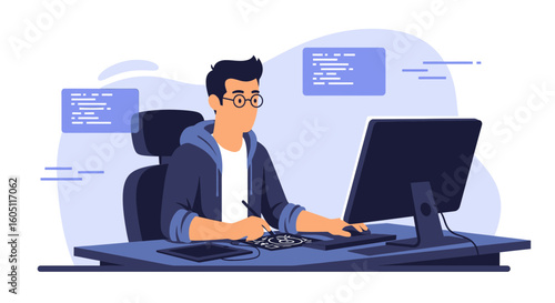 Creative Designer Working On A Project At The Desk With Digital Devices