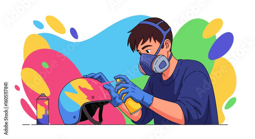 Creative Helmet Customization With Spray Paint For Vibrant Visuals And Crafty Designs