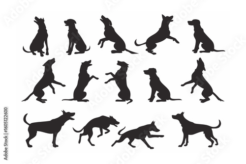 Collection of silhouetted snakes in various dynamic poses and coiled positions against a white background