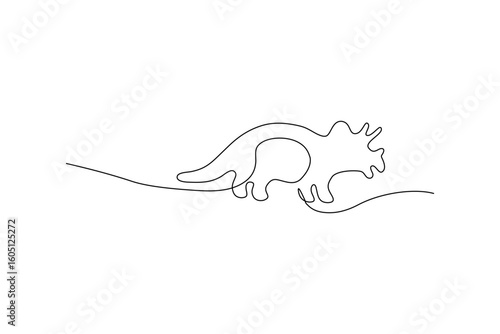 Continuous line drawing of a triceratops Simple, minimalist artwork Vector illustration on white background