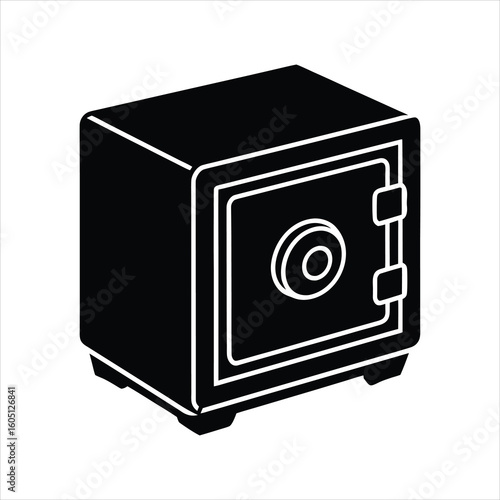 Bank Safe Box Silhouette Vector Graphic