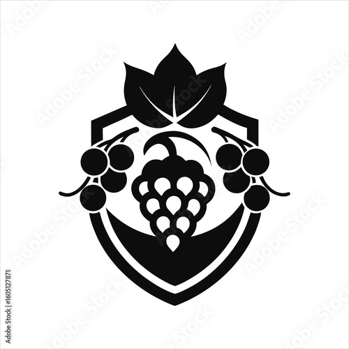 Black Silhouette Grapevine Logo Design Vector
