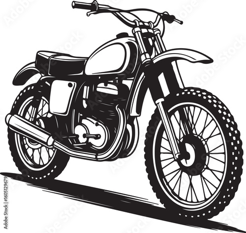 Vintage motorcycle with knobby tires and chrome exhaust classic motorbike