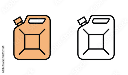 Two Jerrycan Illustrations a Colored One and a Line Art One Modern Industrial Design