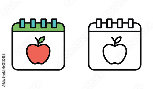 Two Calendar Icons with Apple Symbol Representing Back to School and Educational Events