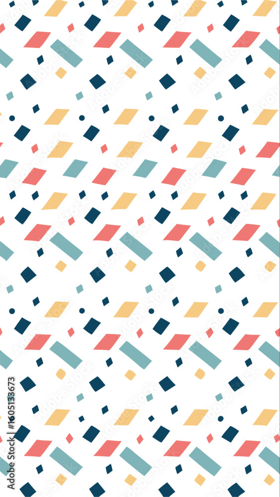 Obraz premium Whimsical geometric pattern featuring scattered diamonds and dots in a pastel color palette