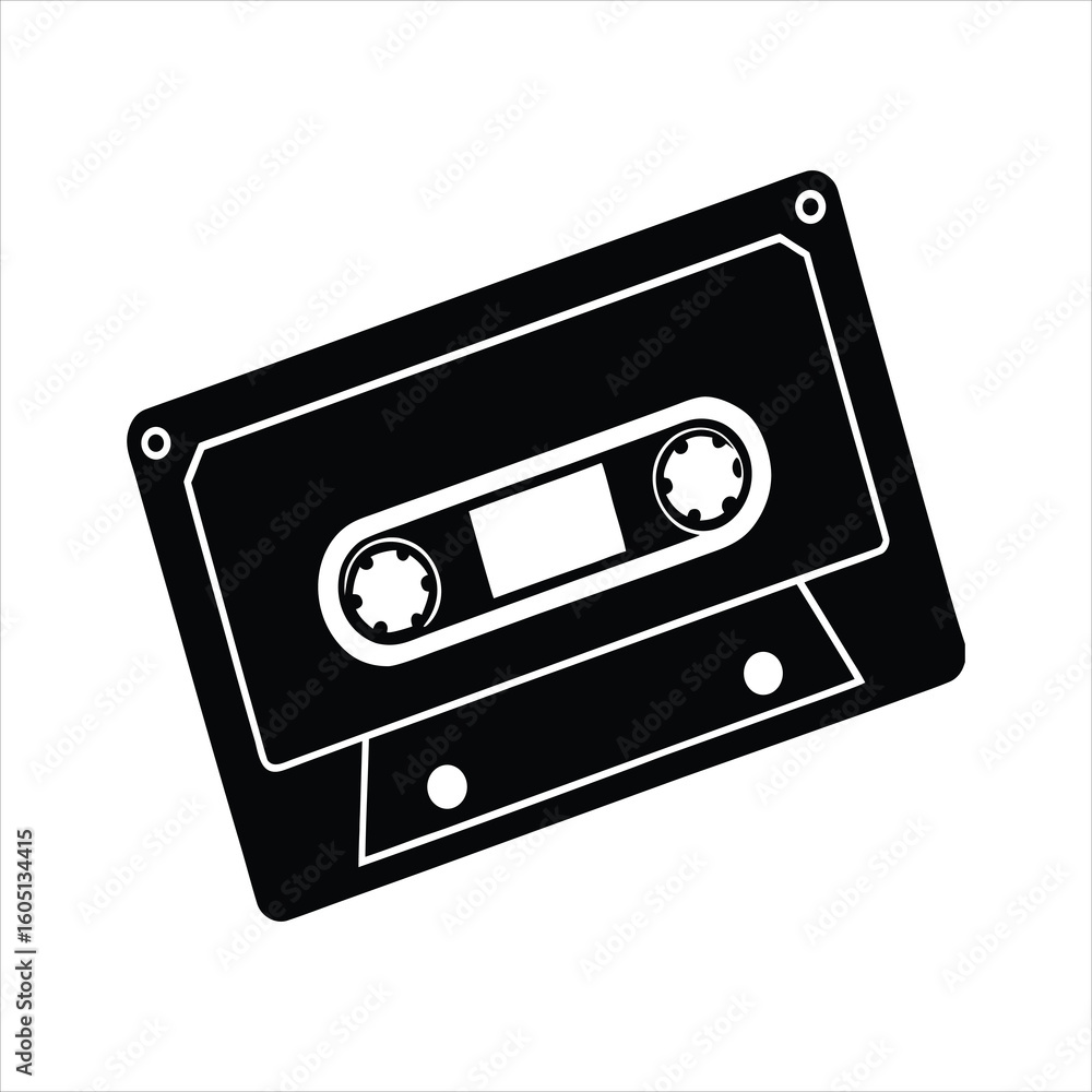 Obraz premium Old School Music Tape Silhouette Design