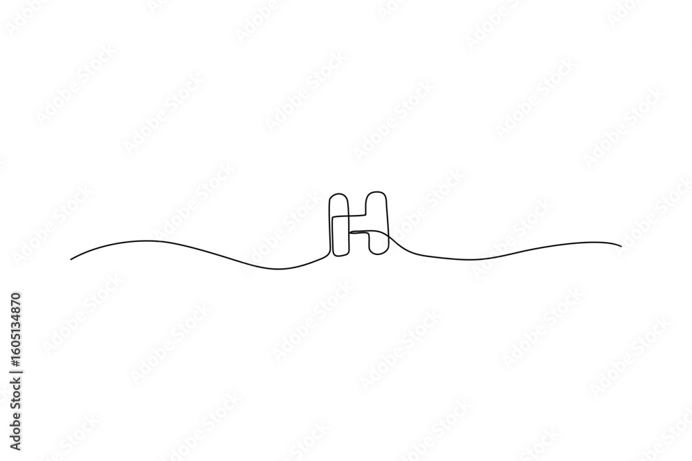 Fototapeta premium Minimalist line drawing of a dumbbell Continuous stroke Clean and simple design, on white
