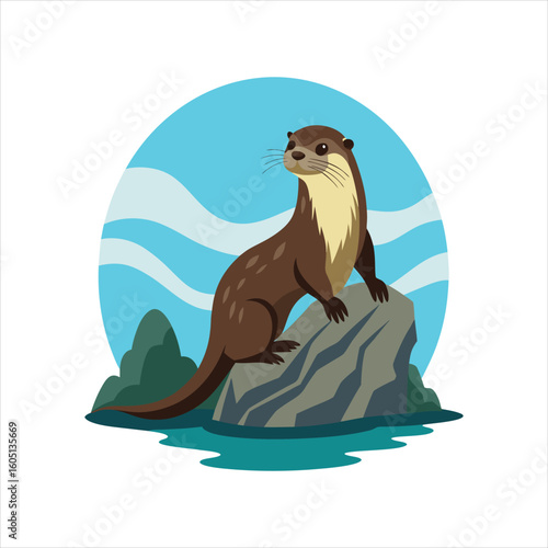 Scottish Otter Nature Scene Vector Design