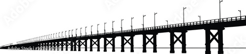 Silhouette of The Pamban Bridge black and white with white background