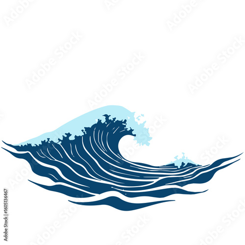 Vector postcard templates for nature lovers, Stylized ocean wave illustration on transparent background