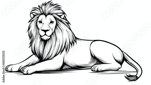 Minimalist Black and White Lion Line Drawing for Graphic Design Projects