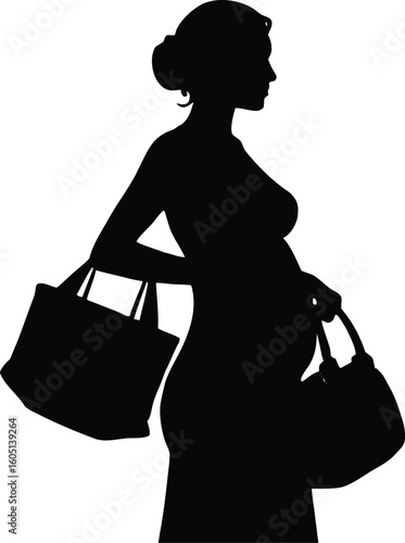 mom holding diaper bag silhouette,mom walking with baby bag silhouette