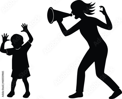parent dealing with noise silhouette,parent covering ears silhouette