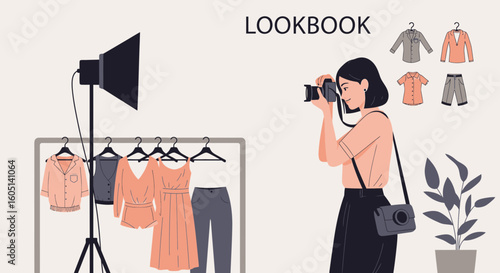 Fashion Photographer At Work Capturing Clothing Collection For Brand Lookbook