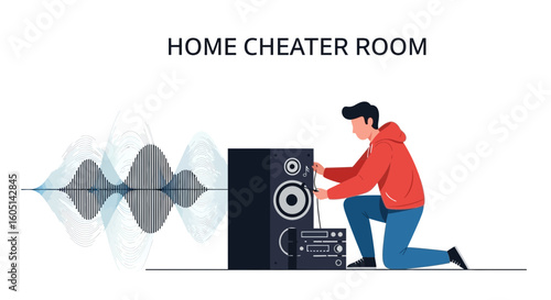 Man Is Setting Up Audio System In Home Audio Recording Studio